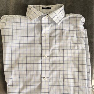 Tommy Hilfiger Blue Checked Dress Shirt 15 1/2 Regular Fit